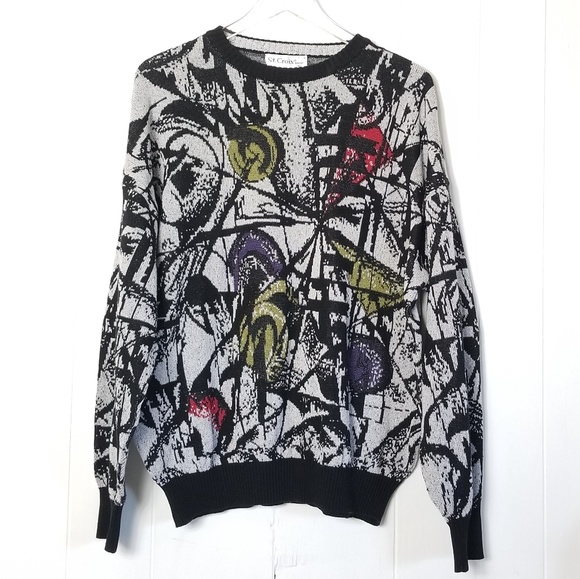 Vintage Other - VINTAGE Oversized Sweater 90's Abstract Sz.XL